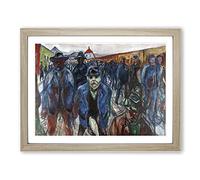 Workers On Their Way Home By Edvard Munch Classic Painting Framed Print | A4 Oak Framed Wall Art | Ready to Hang | Classic Historical Picture | Living Room Bedroom Lounge Office