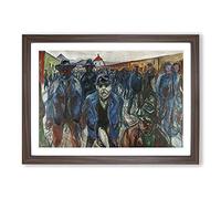 Workers On Their Way Home by Edvard Munch Framed Print | A2 Walnut Framed Wall Art | Ready to Hang | Modern Nature Picture | Living Room Bedroom Lounge Office