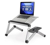 WorkEZ Cool Adjustable Laptop Stand Ergonomic Lap Desk Standing Desk Converter for Laptops Computer 2 Fans 3 USB Ports Mouse Pad height tilt angle aluminum bed couch riser table tray desktop silver