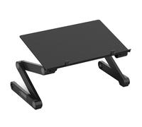 WorkEZ PROFESSIONAL Ergonomic Aluminum Laptop Cooling Stand Lap Desk Tray for Bed Couch. Foldable adjustable height angle tilt notebook computer riser folding desktop holder portable, Black