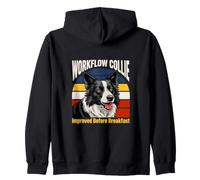 Workflow Collie Improved Before Breakfast Humor Dog Zip Hoodie