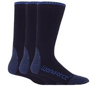 Workforce - 3 Pairs Mens Thick Black or Navy Heavy Duty Reinforced Heel and Toe Breathable Work Socks for Steel Toe Boots (3 Pack, WFH4661NVY)