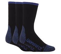 Workforce - 3 Pairs Mens Thick Black or Navy Heavy Duty Reinforced Heel and Toe Breathable Work Socks for Steel Toe Boots (3 Pack, WFH4661BLK)