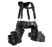 WorkGearUK Apex Pro Jumbo Tool Belt Rig, Black, Heavy-Duty with Padded Suspenders, Multiple Pockets and Quick-Release Buckle (Extra Large)