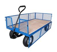 Workhorse Heavy-Duty Industrial Platform Truck - Mesh Sides, Plywood Base, Pneumatic Wheels, 500Kg Capacity