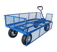 Workhorse Heavy-Duty Industrial Platform Truck With Mesh Sides & Base, 500kg Capacity, Puncture-Proof Wheels & Foam Loop Handle