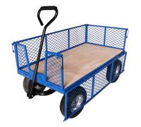 Workhorse Trucks General Purpose Heavy Duty Platform Truck With Mesh Sides, Large Plywood Base, Pneumatic Wheels, 450Kg Capacity