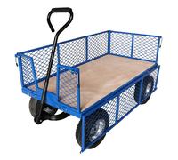 Workhorse Trucks General Purpose Heavy Duty Platform Truck With Mesh Sides, Large Plywood Base, Pneumatic Wheels, 450kg Capacity