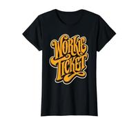 Workie Ticket N.East Greeting Geordie Dialect Funny Saying Value Graphic T-Shirt, Women, Black, S