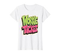 Workie Ticket N.East Greeting Geordie Dialect Funny Saying Value Graphic T-Shirt, Women, White, S