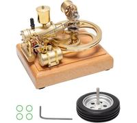 Working 4 Stroke Internal Combustion Engine Model, 1.9cc Horizontal Single Cylinder with Flywheel, Functional Physics Demonstration Kit for Adults & Engineering Enthusiasts (Golden)