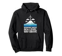 Working Above Sea Level Way Above Wind Turbine Technician Pullover Hoodie