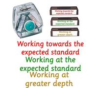 Working at Greater Depth/Working Towards Expected Standard/Working at The Expected Standard - Xstamper 3-in-1 Twist Teacher Stamp Set. 10,000 Impressions. Reinkable.