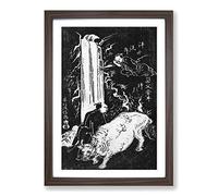 Working Bull by Okumura Masanobu Framed Print | A2 Walnut Framed Wall Art | Ready to Hang | Modern Nature Picture | Living Room Bedroom Lounge Office