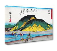 Working By The River By Utagawa Hiroshige Canvas Print | Gallery Wrapped 30mm Frame Wall Art | 24x16 inches | Ready to Hang | Asian Landscape Picture | Living Room Bedroom Lounge Office