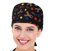Working Cap Autism Heart & Puzzle Watercolor Hats Breathable Elastic Caps For Men Women Cooking