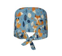 Working Cap Cartoon Fox And Leaves Caps Adjustable Elastic Turban Cap For Housework Women Work