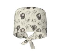 Working Cap Cute Black And White Dogs Caps Adjustable Sweat Absorbent Tie Back Head Cover For Chef Exercise Work
