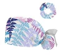 Working Cap with Sweatband for Women, Tropical Leaves Surgery Scrub Caps, Adjustable Tie Back Bouffant Hats