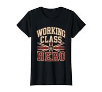 Working Class Hero Shirt UK Vintage Union Jack Graphic Tee Value Graphic T-Shirt, Women, Black, S