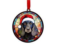 Working Cocker Spaniel Black Suncatcher Decoration Santa Hat Christmas