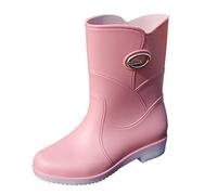 Working Custom Wellies Men PVC Gumboots Rain Boots Rain Boots for Women Lightweight (Pink, 6)