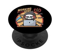 Working From Home - Office Cute Grim Reaper Skull Halloween PopSockets Adhesive PopGrip