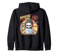 Working From Home - Office Cute Grim Reaper Skull Halloween Zip Hoodie