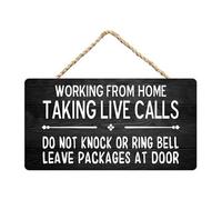 Working From Home Sign,Taking Live Calls,Do Not Disturb Rustic Wooden Hanging Sign 8X10Inch Door Hanging Plaques