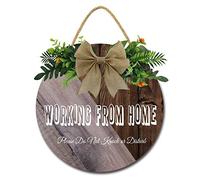 Working from Home Wood Sign Please Do Not Knock or Disturb Hanging Wood Plaque Working from Home Outdoor Decor Wooden Don't Disturb Front Door Sign for Office Clinics Law Firms Commerical Salon Use