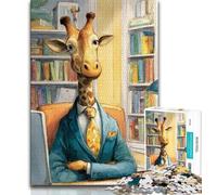 Working Giraffe Puzzles for Adults Teens 1000pc Puzzle,Toys Educational Games Stress Relieving Wishlist with Santa Claus (50x75cm)