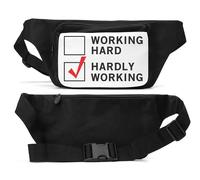 Working Hard Hardly Working Unisex Waist Bag Black