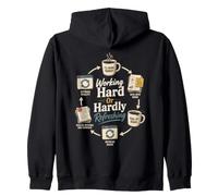Working Hard Or Hardly Refreshing Funny Office Zip Hoodie