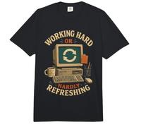 Working Hard or Hardly Refreshing Retro Computer Comfort Colors Adult Heavyweight T-Shirt