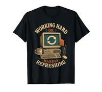 Working Hard or Hardly Refreshing Retro Computer T-Shirt