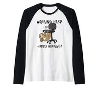 Working Hard Or Hardly Working Funny Sloth Office Humor Raglan Baseball Tee