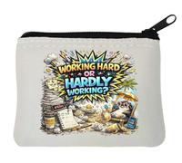 Working Hard or Hardly Working Neoprene Coin Purse Pouch 10x11cm White