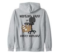 Working Hard or Hardly Working Sloth Office Humor Zip Hoodie
