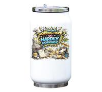 Working Hard or Hardly Working Vacuum Insulated Thermal Beverage Can Bottle White