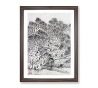 Working In The Garden By Wen Zhengming Asian Japanese Framed Wall Art Print, Ready to Hang Picture for Living Room Bedroom Home Office Décor, Walnut A4 (34 x 25 cm)