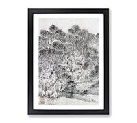 Working In The Garden By Wen Zhengming Asian Japanese Framed Wall Art Print, Ready to Hang Picture for Living Room Bedroom Home Office Décor, Black A3 (34 x 46 cm)