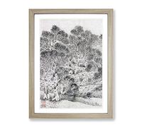 Working In The Garden By Wen Zhengming Asian Japanese Framed Wall Art Print, Ready to Hang Picture for Living Room Bedroom Home Office Décor, Oak A4 (34 x 25 cm)