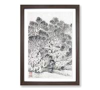 Working in The Garden by Wen Zhengming Framed Print | A2 Walnut Framed Wall Art | Ready to Hang | Modern Floral Picture | Living Room Bedroom Lounge Office