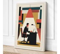 Working Man at Desk Canvas Wall Art Print 18x12 Inch