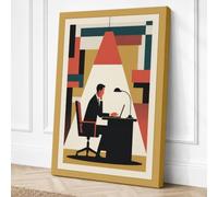 Working Man at Desk Canvas Wall Art Print 18x12 Inch