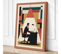Working Man at Desk Canvas Wall Art Print 24x16 Inch