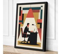 Working Man at Desk Canvas Wall Art Print 24x16 Inch