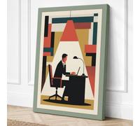 Working Man at Desk Canvas Wall Art Print 30x20 Inch