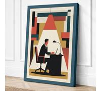 Working Man at Desk Canvas Wall Art Print 30x20 Inch