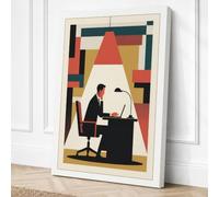 Working Man at Desk Canvas Wall Art Print 36x24 Inch